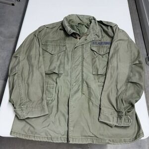 Vintage US Air Force M-65 Field Jacket Olive Drab Military Utility Coat Mens XL